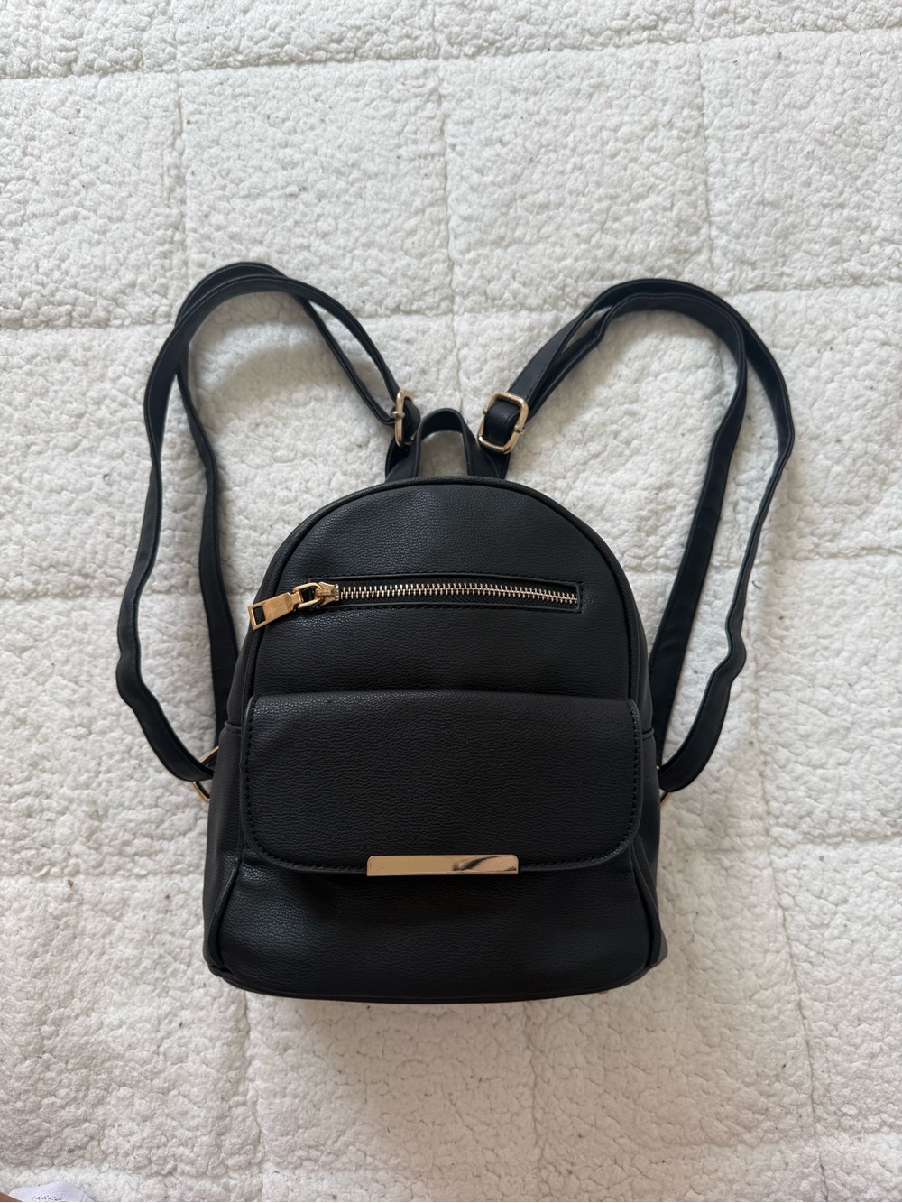 Mini Black Backpack with Gold Hardware